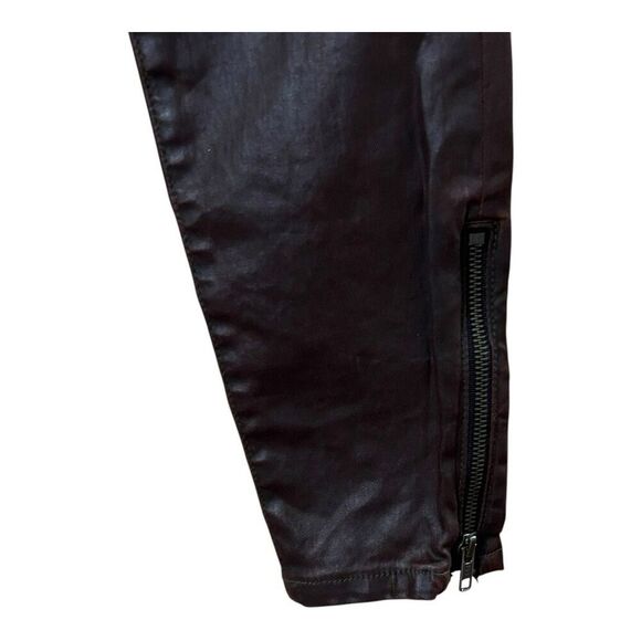 Current/Elliott Size 27 The Soho Zip Stiletto Skinny Brown Coated Ankle Pants - Picture 3 of 5